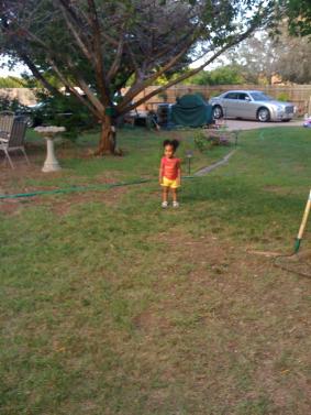 grandbaby in the backyard