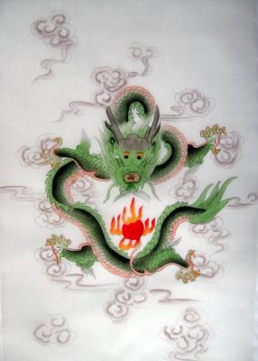 green chinese fire dragon