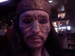 Halloween - I painted eyes on my hubbys eyelids ala Cap'n Jack Black