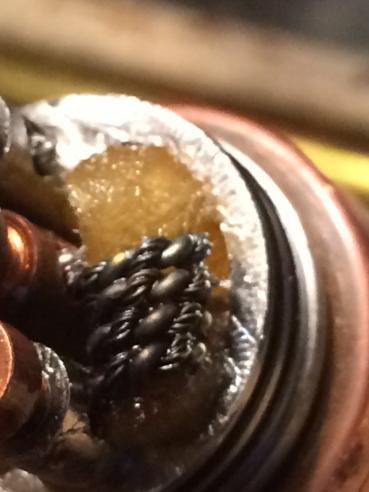IMG 0744 9 strand 32 ga nichrome 80 spun then reverse spun onto 20 ga nichrome 80 .08ohms
