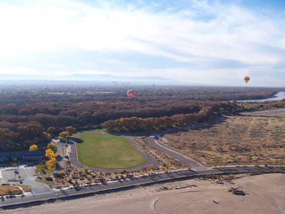 It was a crisp, but somewhat smoggy morning. About 10 other balloonists up.