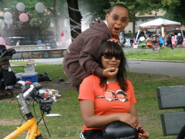Just having fun with mom.