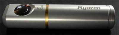 k zen

K-Zen
e-Cig mod made in France
BATTERIES: 2x CR123A 6V / 1x 18650 3.7V 	
ATOMIZERS: 510
BASE UNIT PRICE: 119â‚¬ 	
SUPPLIER: e-Cigarettes.fr Store is located in France 	
Reviews: http://www.dailymotion.com/video/xdz17u_mod-kyozen-q-zen-5v-et-k-zen_tech?start=4#from=embed
NOTE :Mod from France. Gold plated ring with serial number. Real anodized aluminium. Sold with or without led. Can also take 2x 16430 batteries.