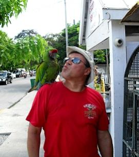 keywest - my little buddy here chewed the crap out of the buttons I had on my hat. Bad Birdie!