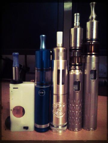 (left to right) Old Goat, Zen~ Cobalt, iHybrid 911 LE, Siam Mods Cobra on ProVari Mini, Zen~ Atty Pro on ProVari V2