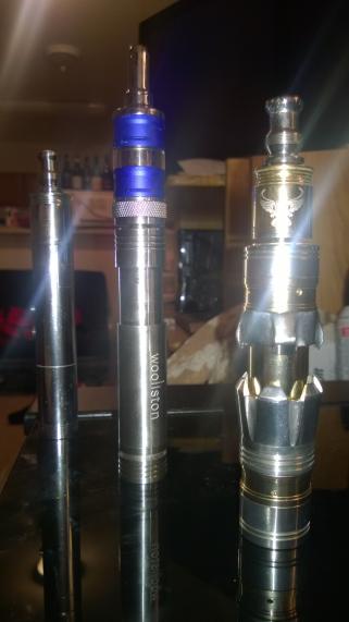 Maraxus w/ Patriot (Brass), Magneto w/ Kayfun Rocket V2, & Vamo V2 w/ Patriot (stainless). Date: 3/31/2014