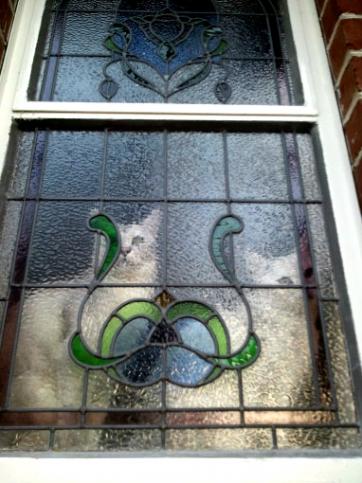 Mawson and Mimsy at bathroom window