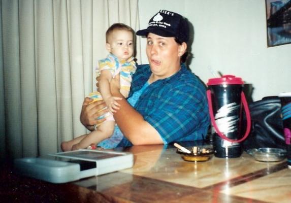 Me- 17 years ago, not my child! Yes it is a very stupid look on my face.