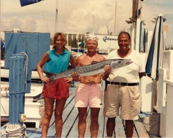ME, CAPTAIN JIMMY BECK, AND OUR ANGLER WITH HIS TROPHY BARRACUDA.
AND YES, I DID PUT THIS TOOTHY BARRACUDA IN THE BOAT!