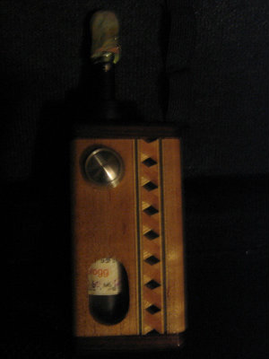 Monkeyboxx VV (front) - custom trim, curly maple body, ebony end caps. Very well made.