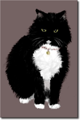 My cat Boots (RIP) done on Wacom tablet, with paint.