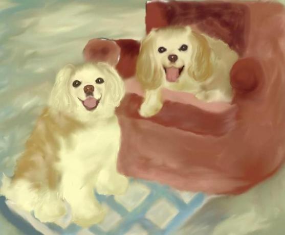My first commissioned portrait. "Cockers". Wacom with Gimp - watercolor