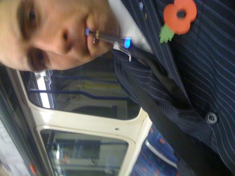 On the train in London