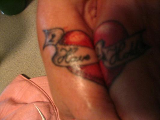 our tat when we hold hands, Makes a heart that says to have & to hold..awwwwwww