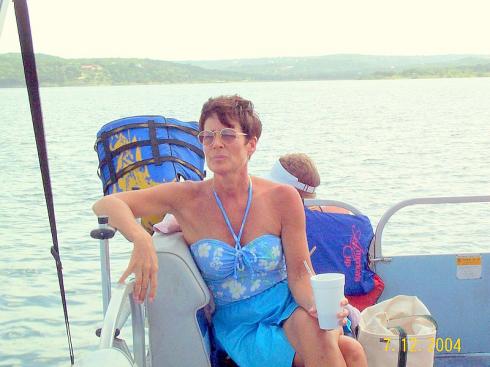 Out on the Lake for a leisurely cruise.  We've just got word they won't allow nude skiing anymore.  One less reason to go for a little sight-seeing out on the lake.  Everything's just goin' to hell around us.