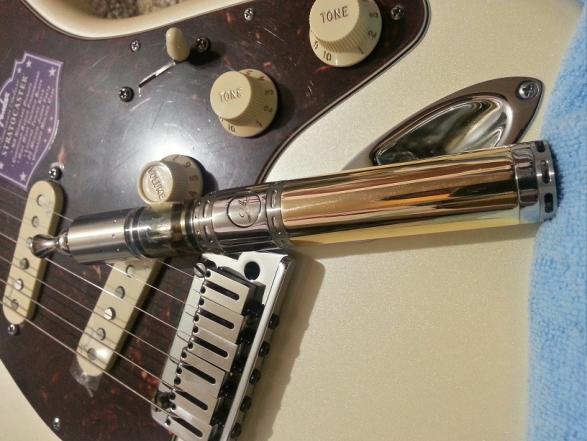 Poldiac #098 - Brushed Caps and Button. Polished Body Tube. Polished Classic SS Shirt - Polished Brass Pants (18650 Mode)