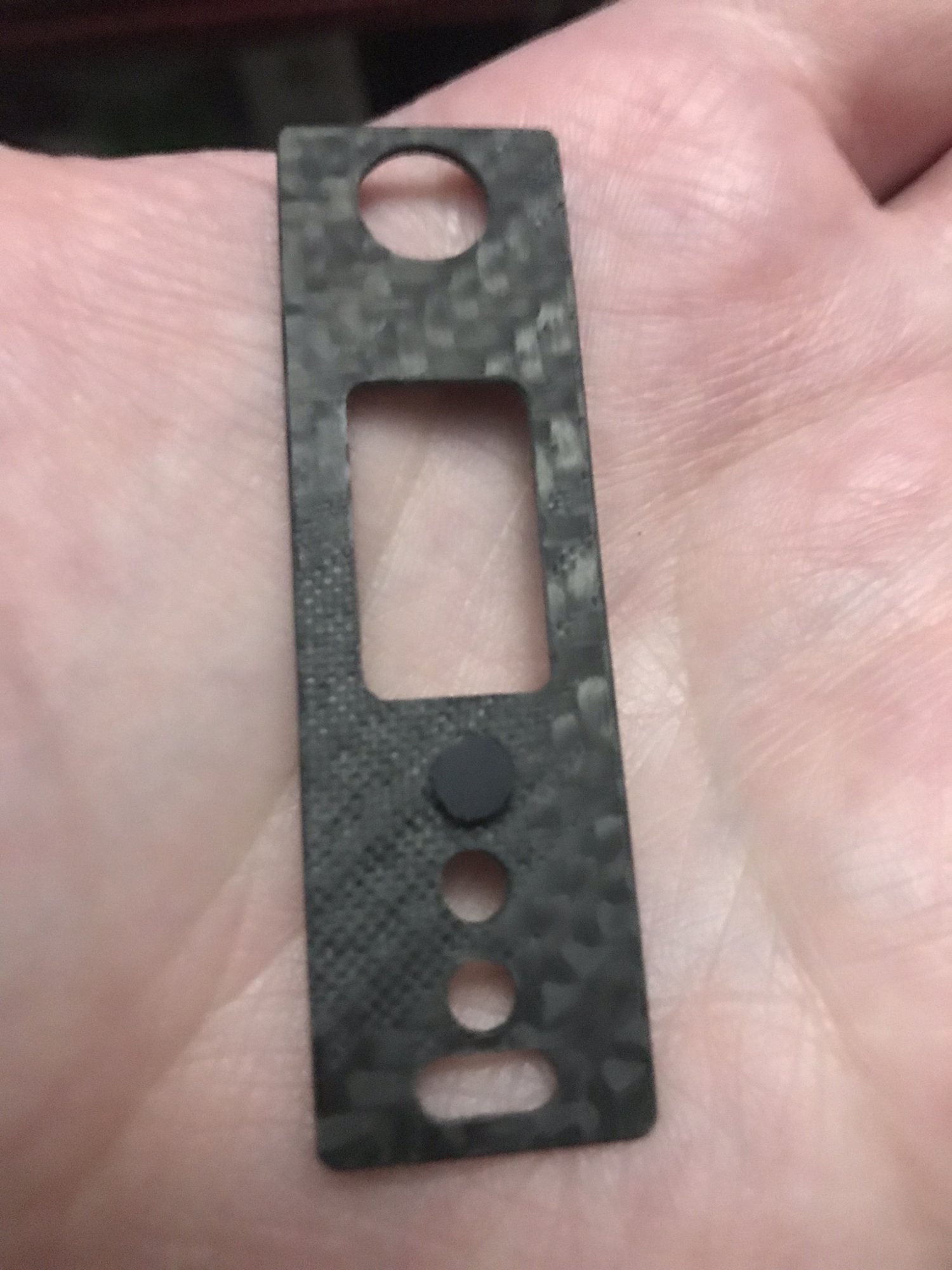 Reverse view of 18650 carbon fiber chip plate.