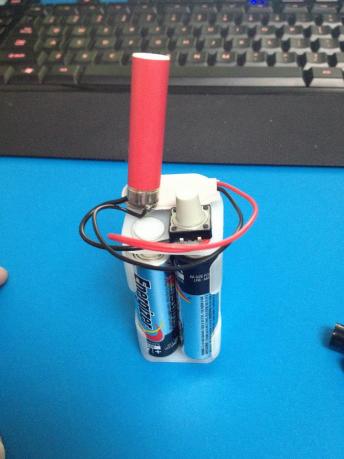 rewiring the chopped connector to a switch and 4 AAs