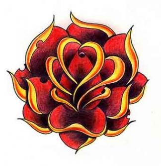 rose old skool tattoo