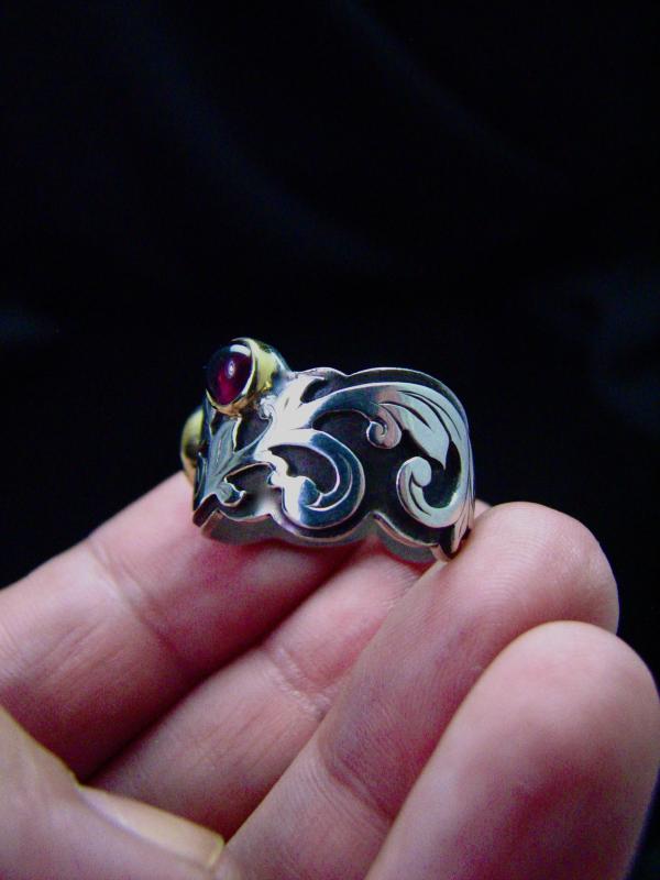 Rubelllite Tourmaline Ring Engraving Detail 1