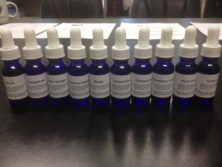 Tetra Vape in blue glass bottles