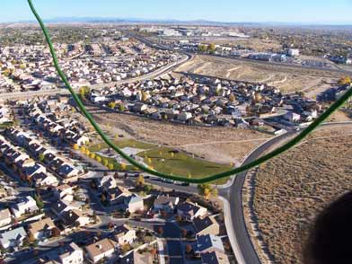 That little patch of green is the little park we took off from.