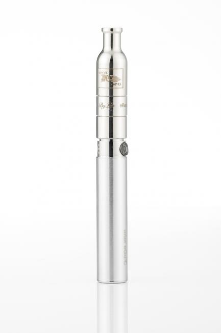 THE Dripper Spiral with bottle upper body on an ego battery with ego ring.