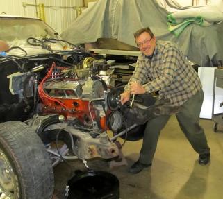 workin on engine of 72 chevelle