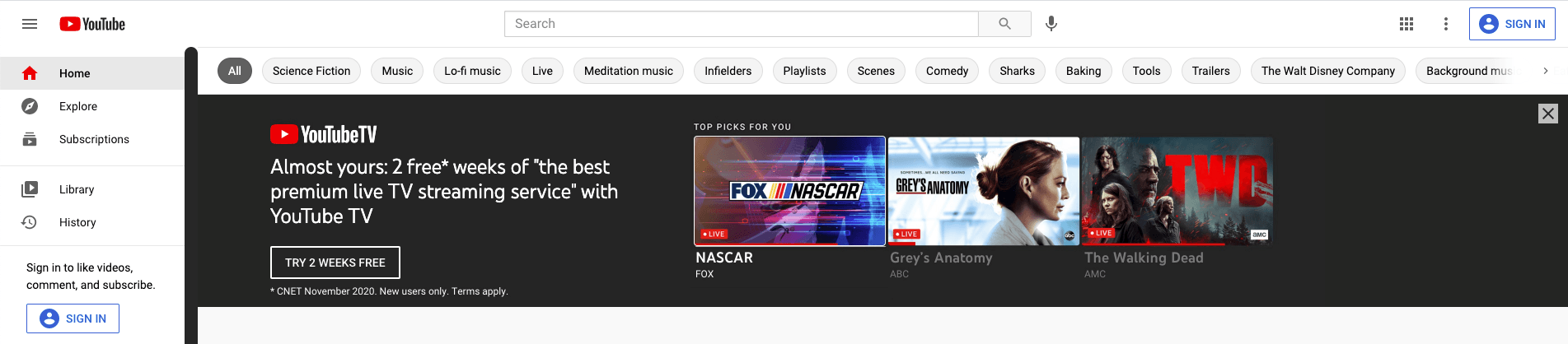 YouTube HomePage